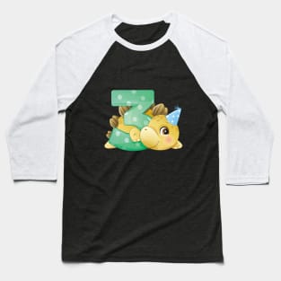 3rd Birthday Cute Little Dinosaur Baseball T-Shirt